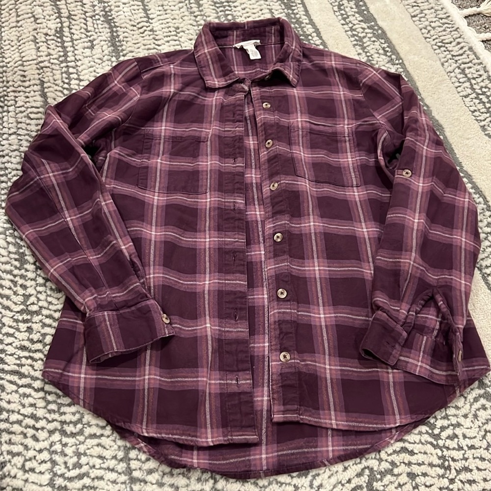 Gently used purple flannel